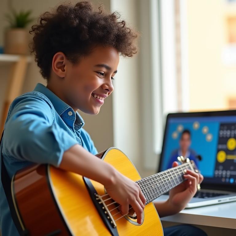 Student learning music online