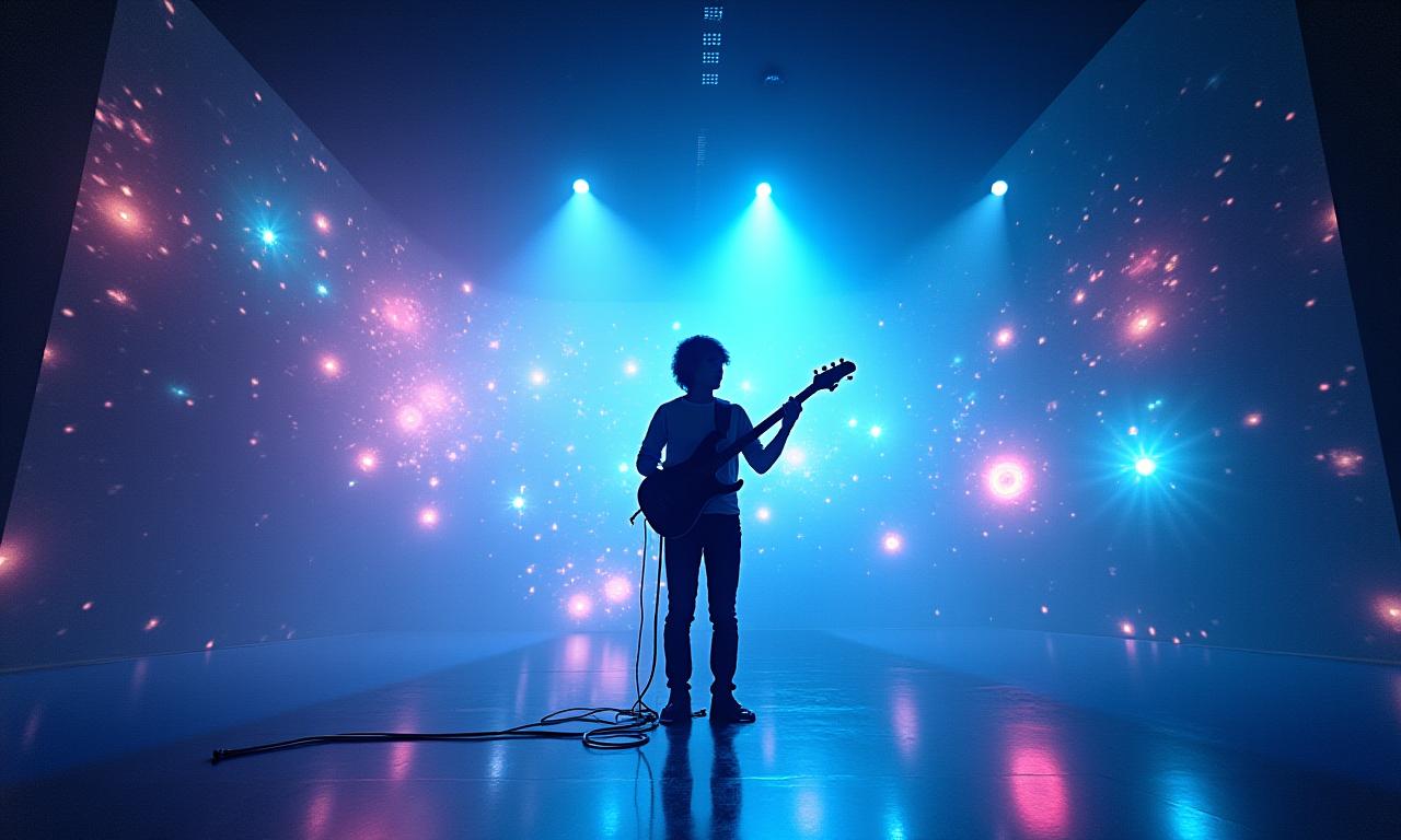 Student performing on virtual stage